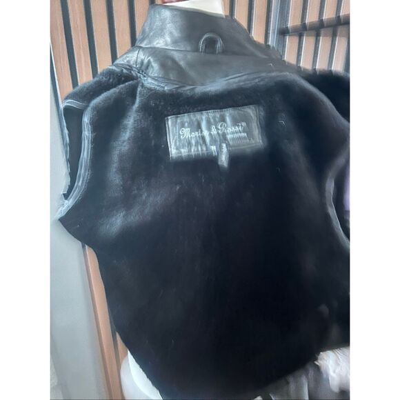 Montana & Rossi black leather jacket with a black faux fur lining real soft sz M - Picture 4 of 11